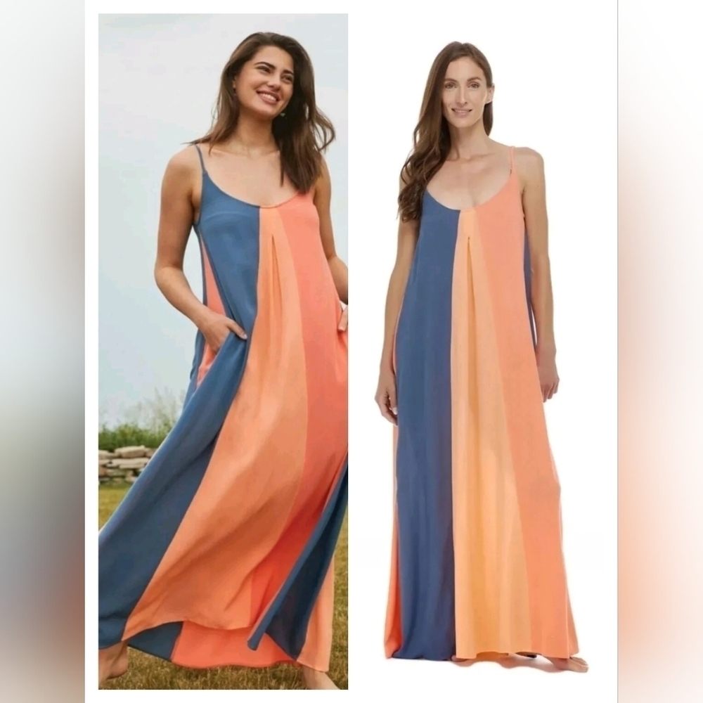 (1591) SKYE Emory Seashore Colorblocked Sleeveless Maxi Dress Size XL